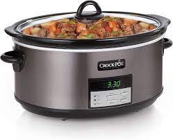 Silver Crockpot brand slow cooker with lid